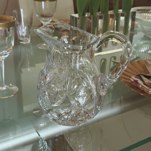 STUNNING Vintage Cross & Olive Crystal Pitcher - Picture 2 of 13